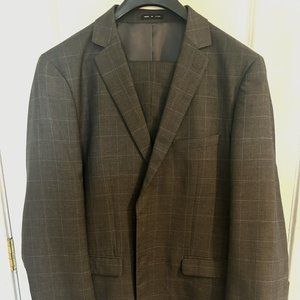 VieFranco Men's Two-Piece Gray Blue Check Suit